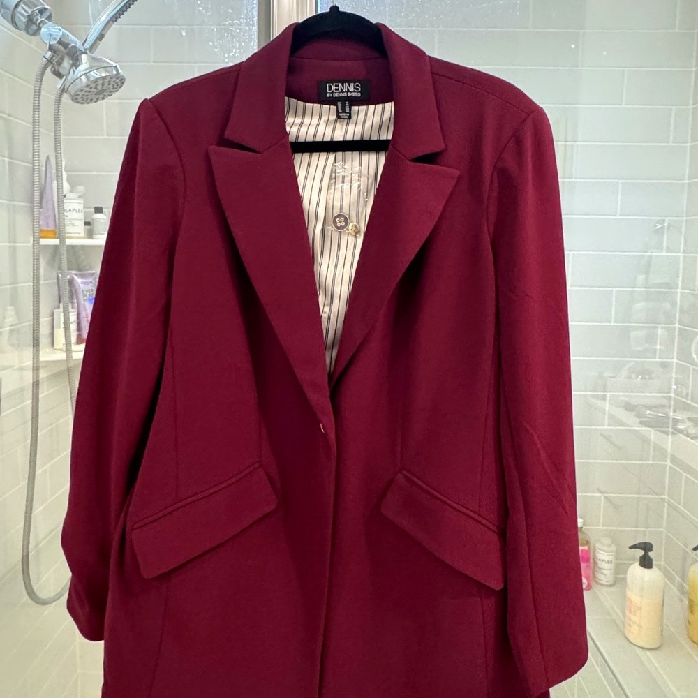 Dennis Basso Luxe Crepe Notched Collar Blazer